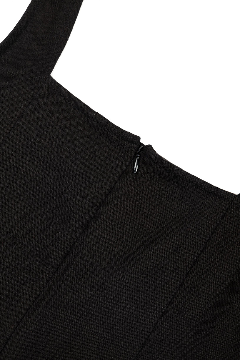 Afrodita Linen Dress - Black