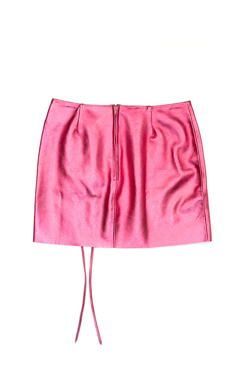 Jazara Leather Mini Skirt - Metallic Pink