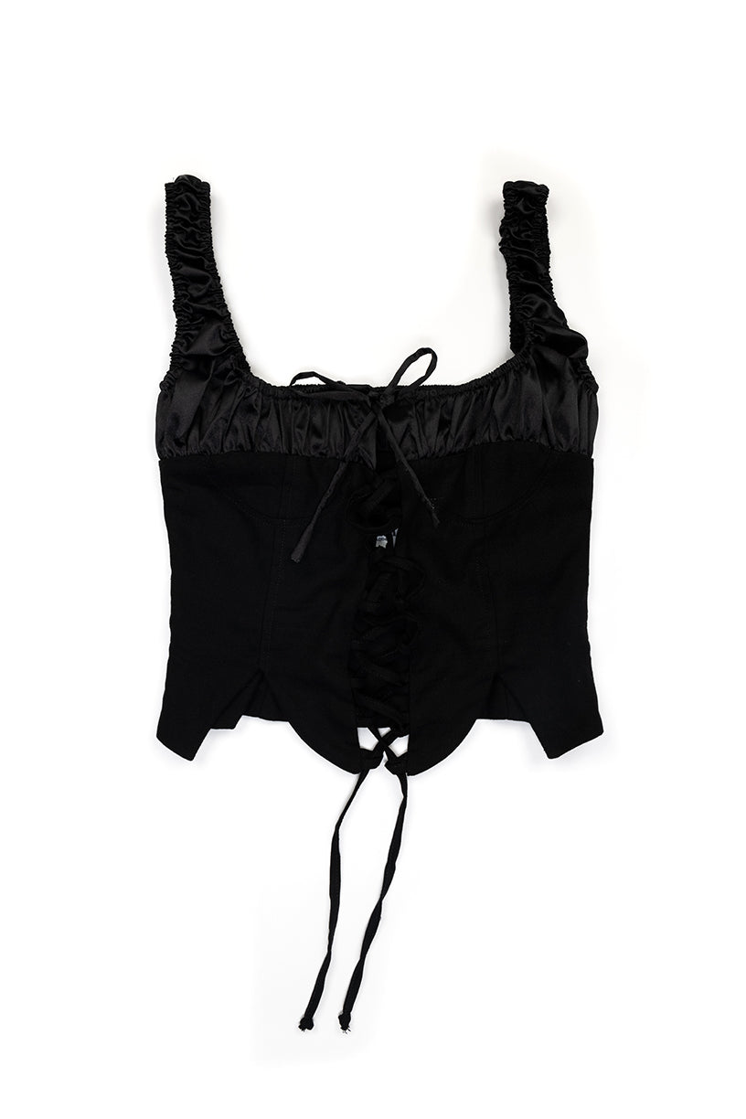 Emma Lace Up Corset - Black