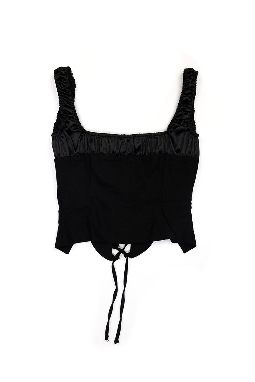 Emma Lace Up Corset - Black