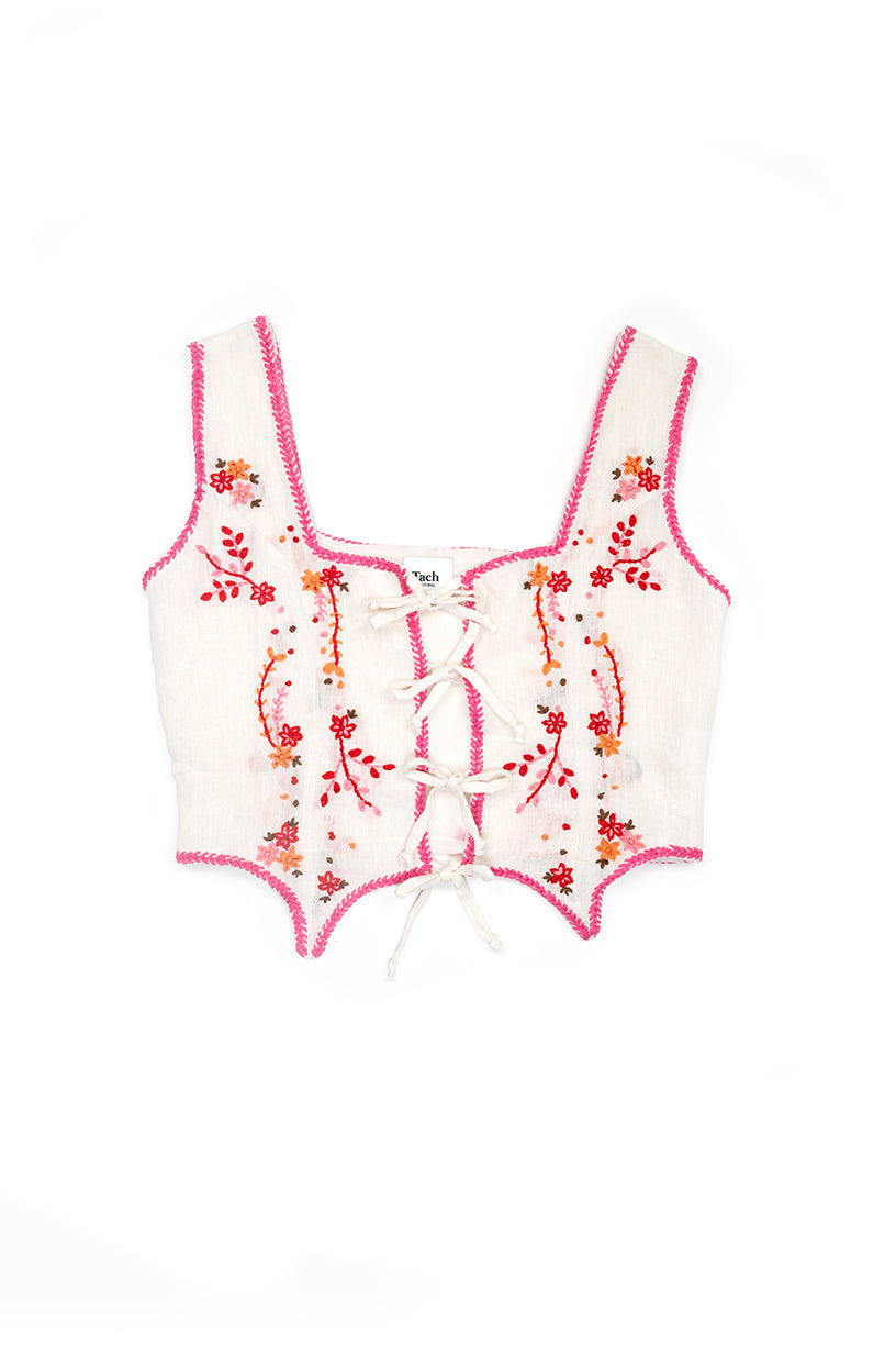 Dulcinea Hand Embroidered Corset - Ivory