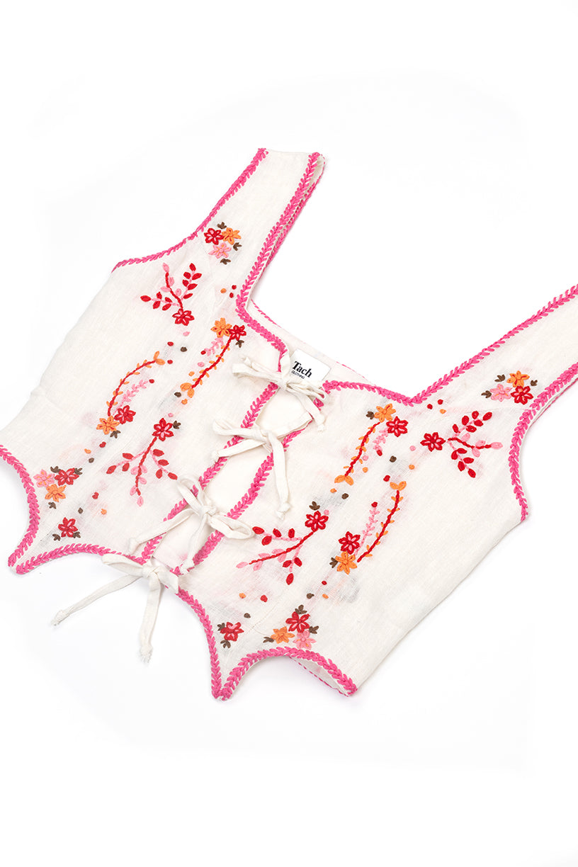 Dulcinea Hand Embroidered Corset - Ivory