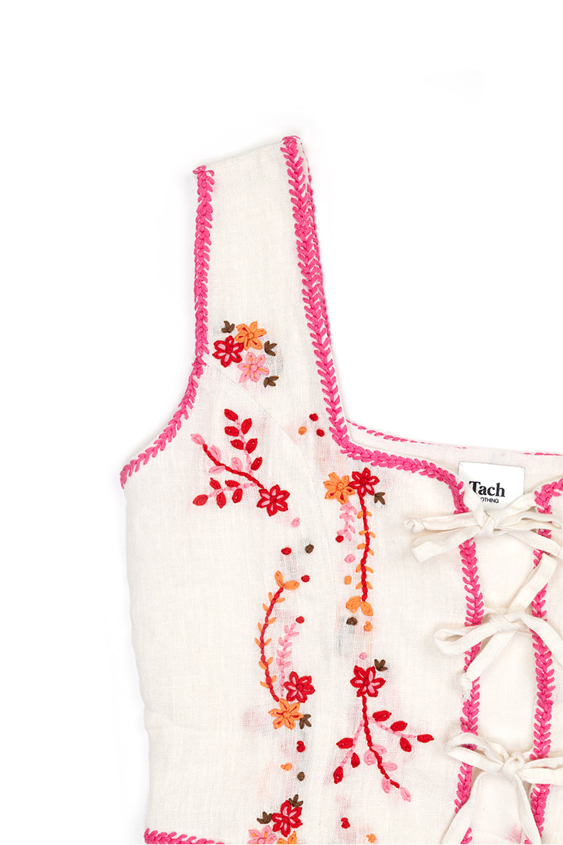 Dulcinea Hand Embroidered Corset - Ivory