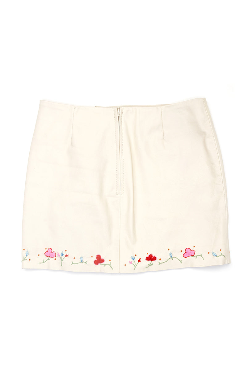Oxana Leather Skirt - Ivory