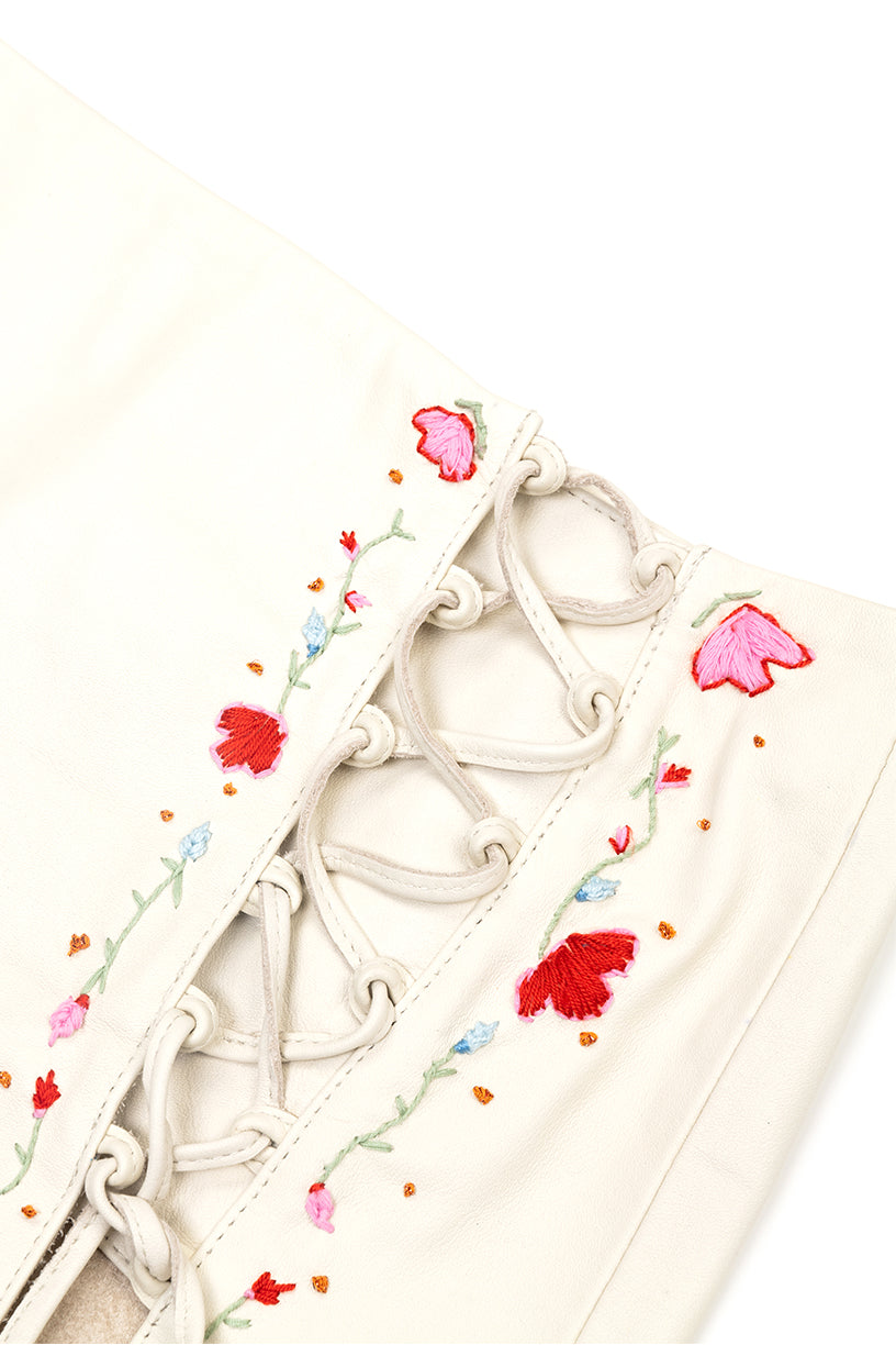 Oxana Leather Skirt - Ivory
