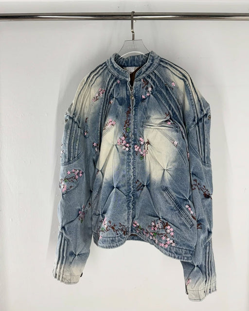 BAD SON CHERRY BLOSSOM DENIM RACER JACKET