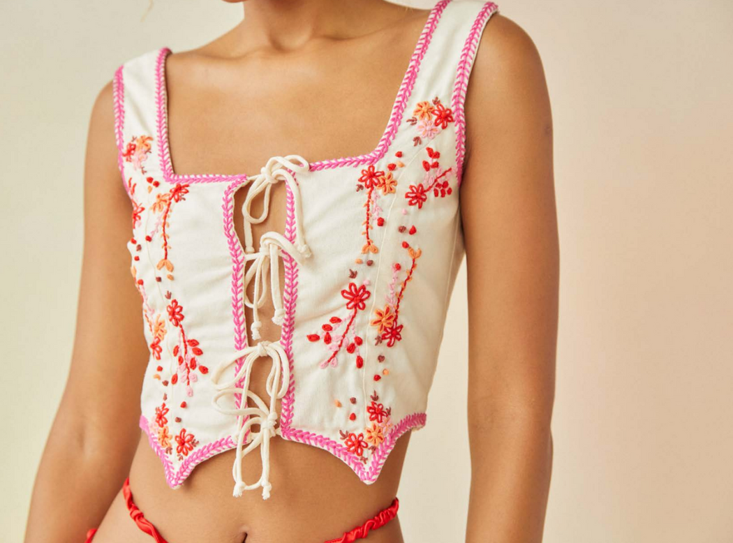 Dulcinea Hand Embroidered Corset - Ivory