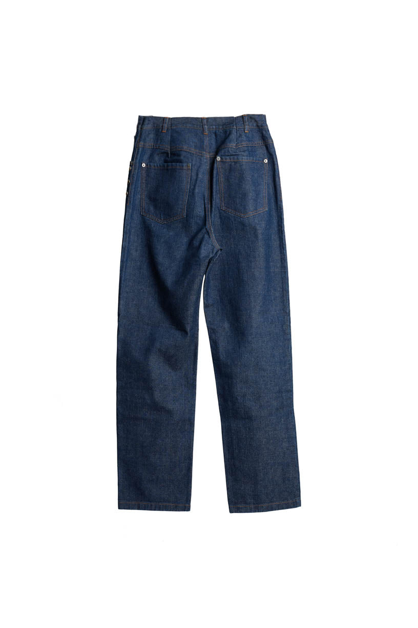 Button Straight Jeans - Blue