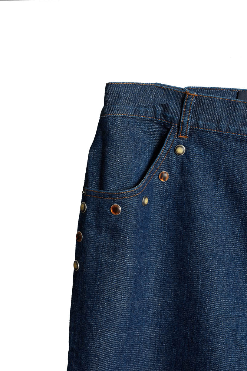 Button Straight Jeans - Blue