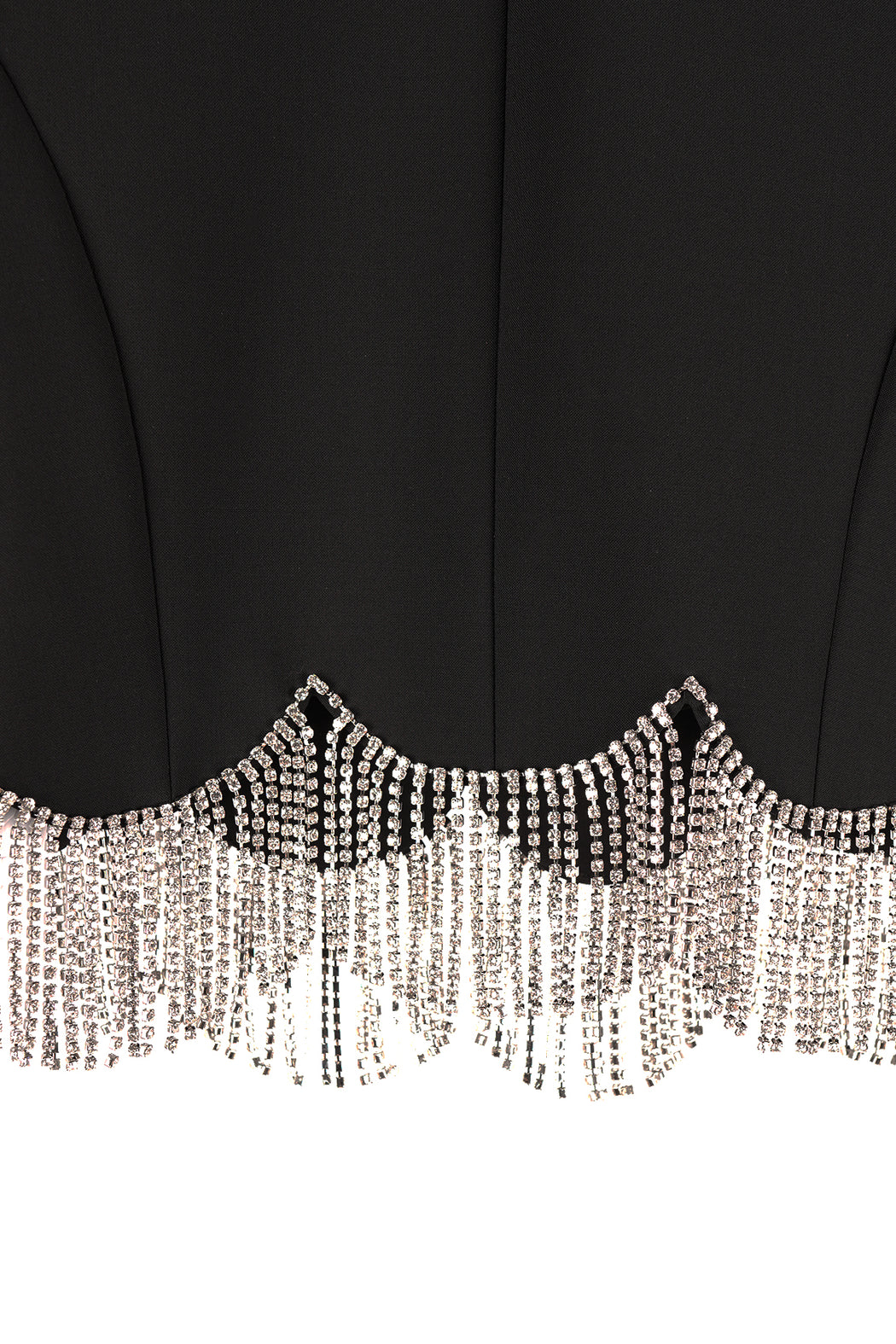 Cropped Blazer with Scalloped Crystal Hem - Black