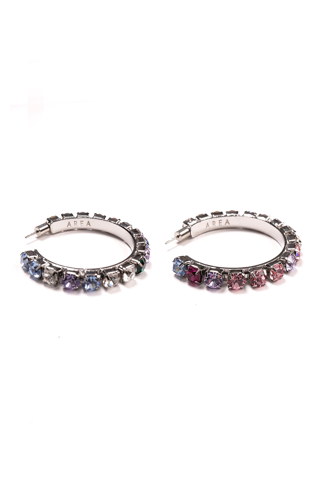 Medium Round Hoop Earrings - Silver/Multi