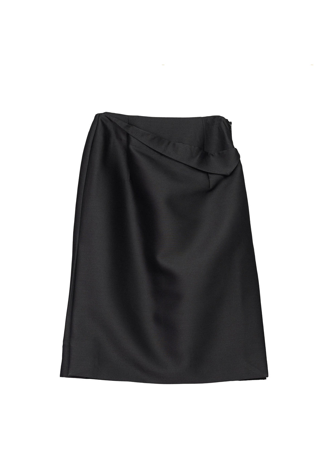 Silk Wool Error Pencil Skirt - Black