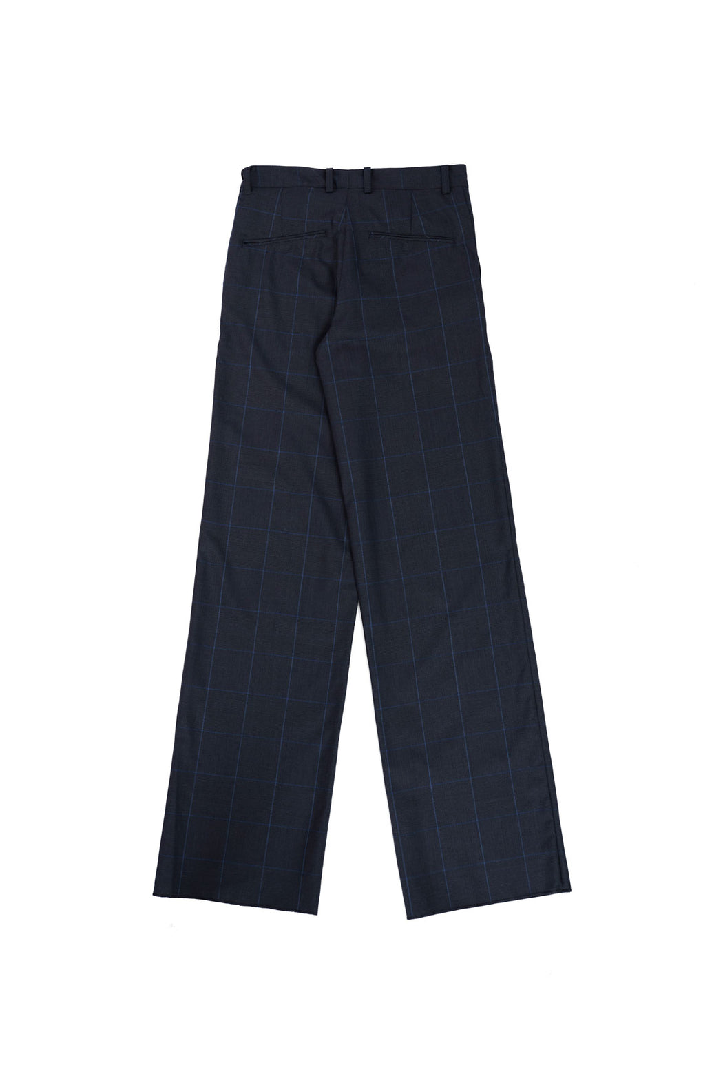 Virgin Wool Plaid Error Wide Trousers - Navy