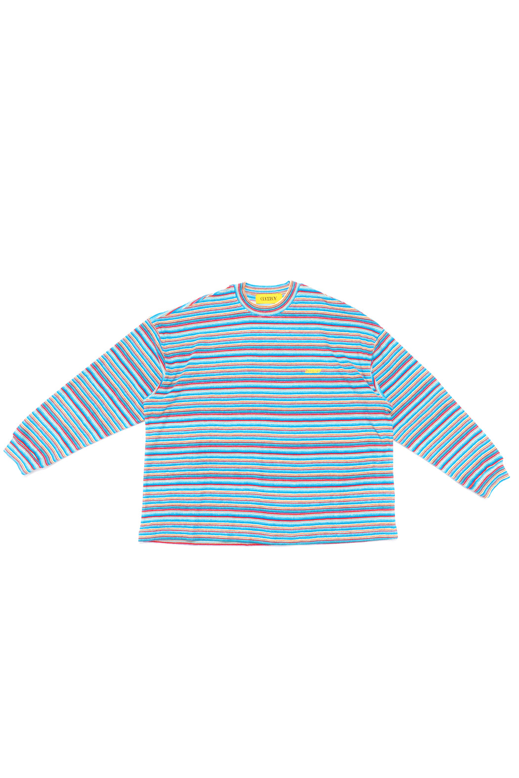 Yellow Logo Stripe LS Tee - blue