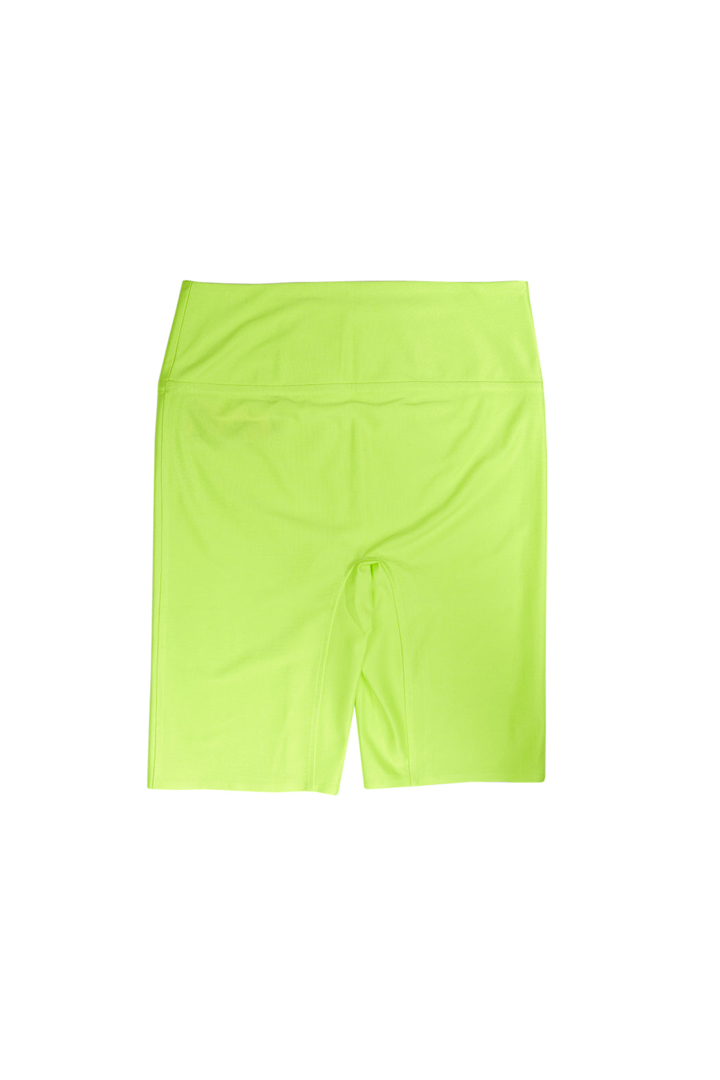 Glossy Half Leggings - Neon Yellow