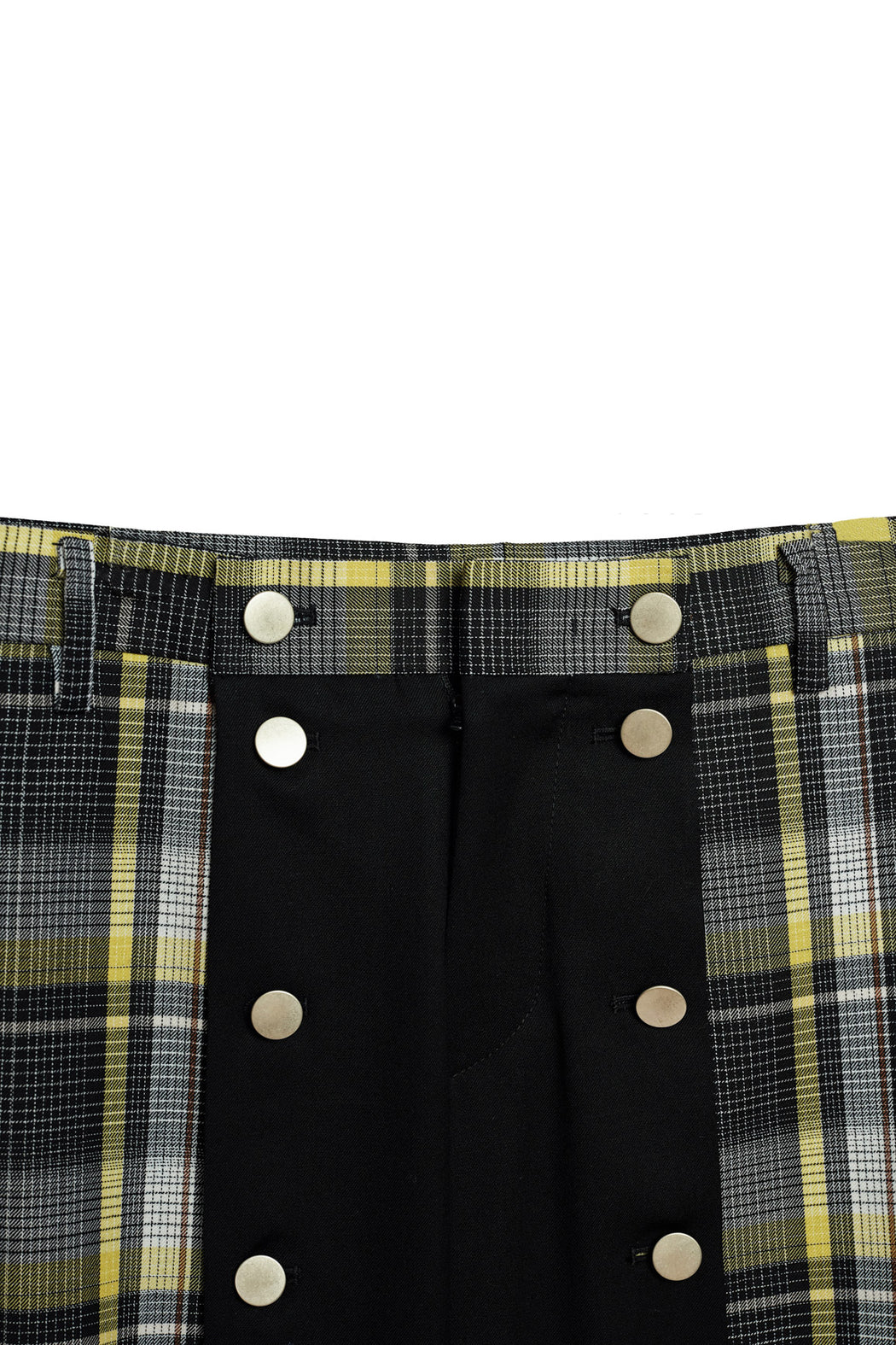 Open Front Check Trousers - Tartan Check Black