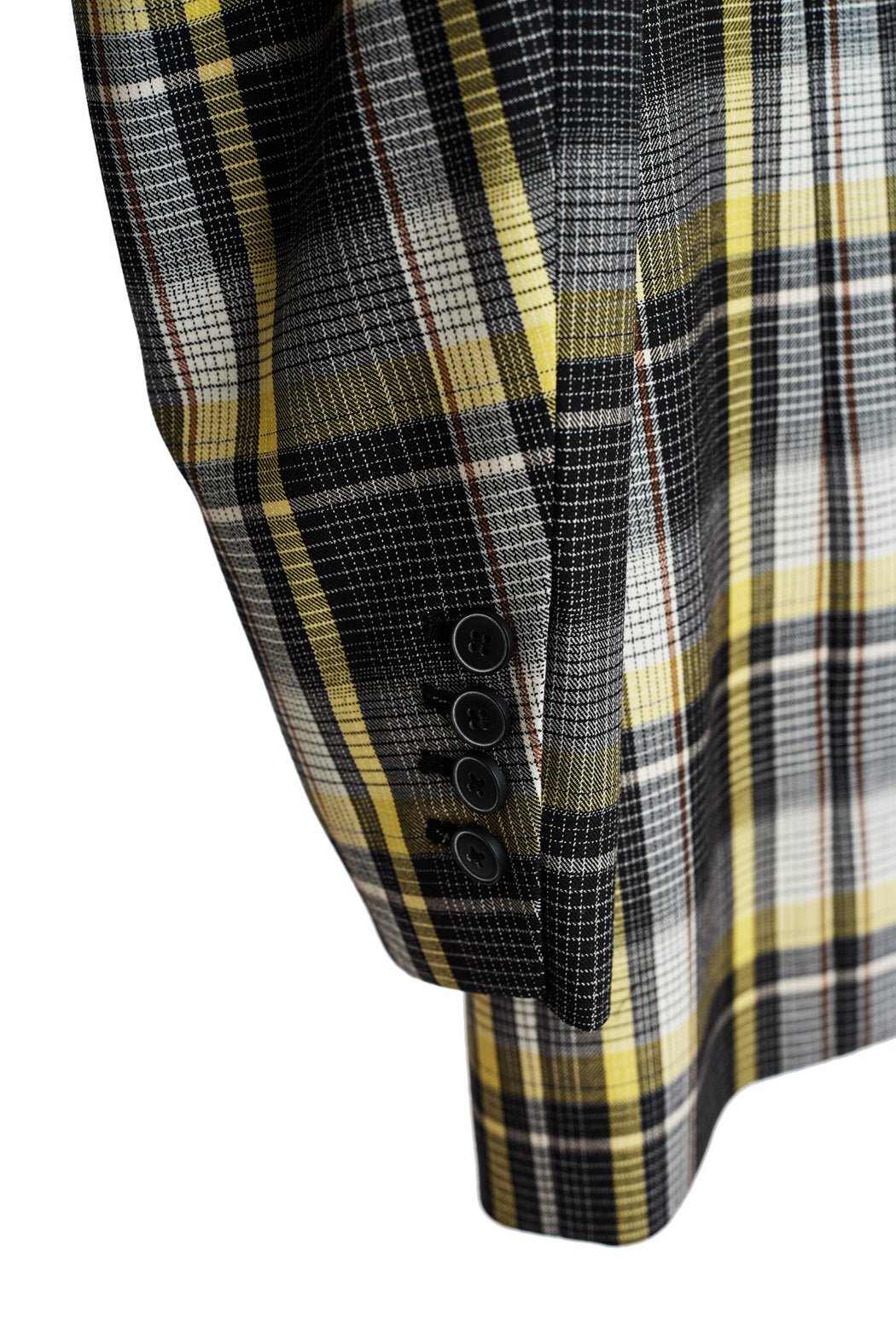Double Breasted Button Jacket - Tartan Check Black