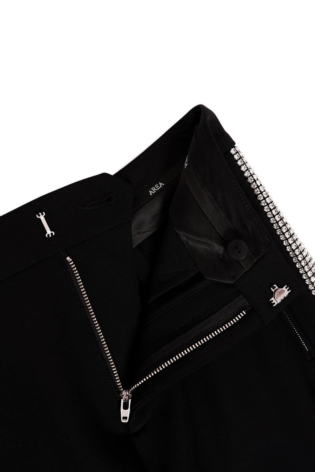 Crystal Stripe Wide Leg Trouser - Black