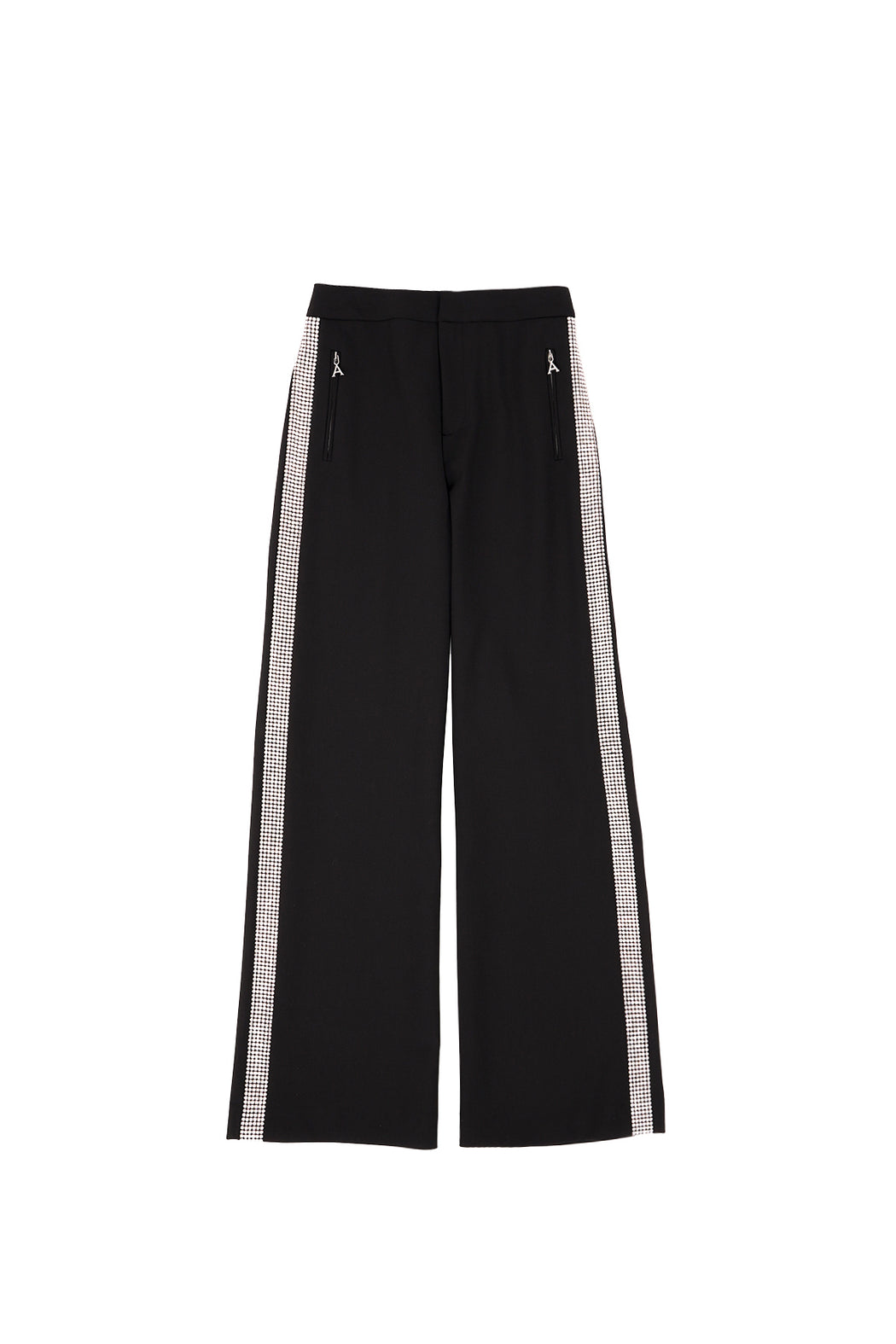 Crystal Stripe Wide Leg Trouser - Black