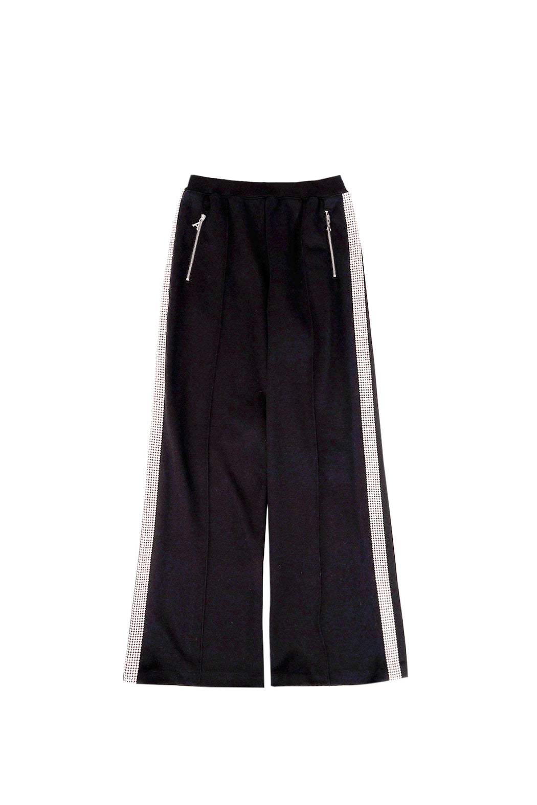 Crystal Stripe Wide Leg Trackpant - Black