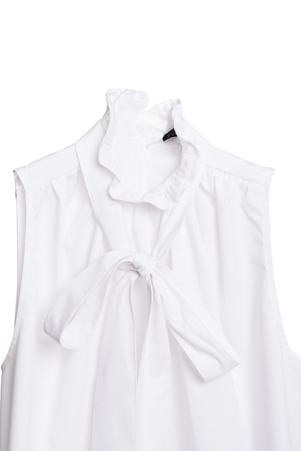 Sleeveless Frill Shirt - White