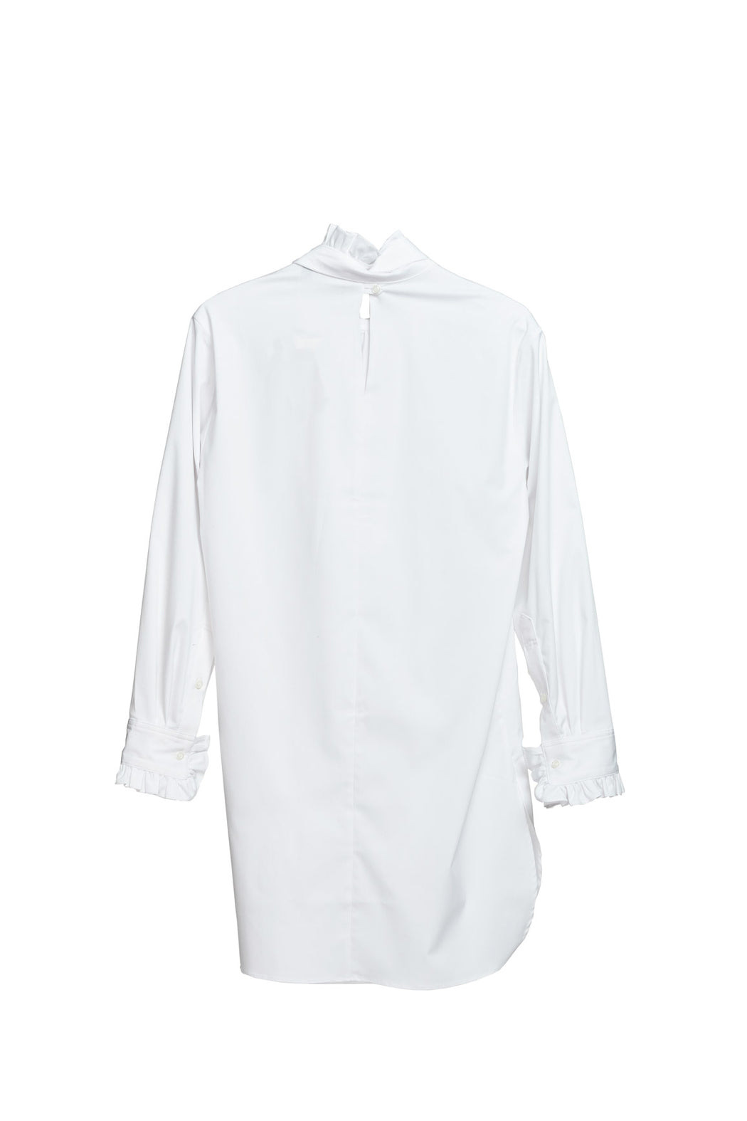 Neck And Cuff Frill Detail Shirt - White