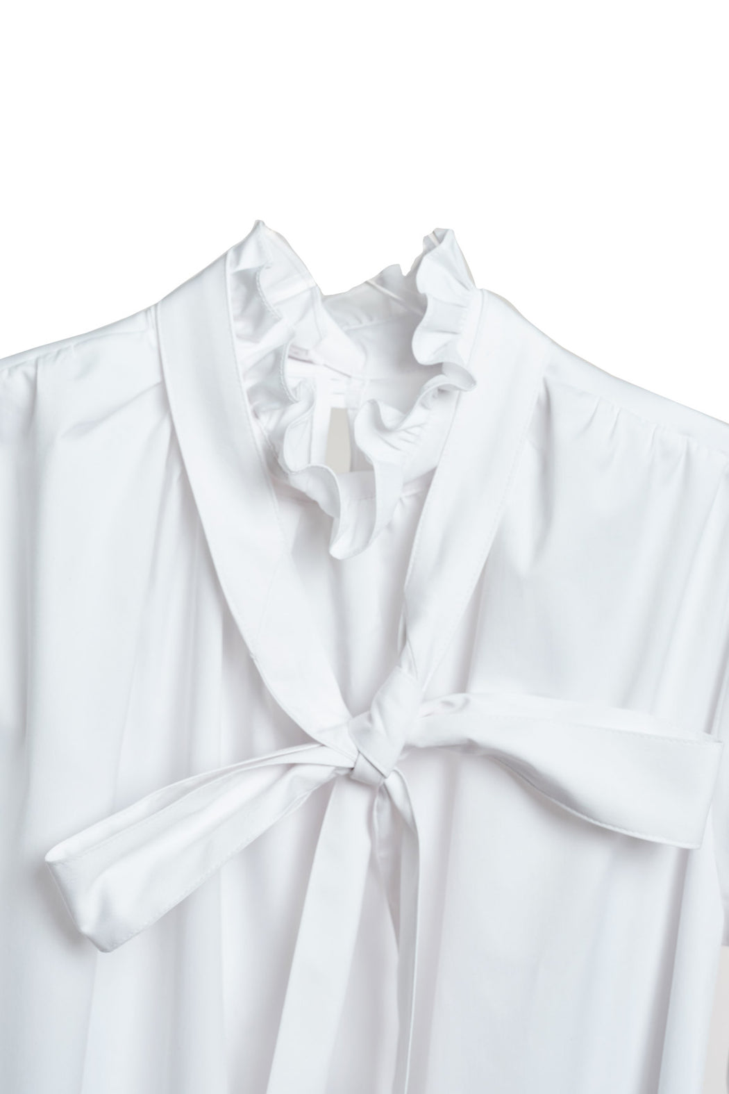 Neck And Cuff Frill Detail Shirt - White