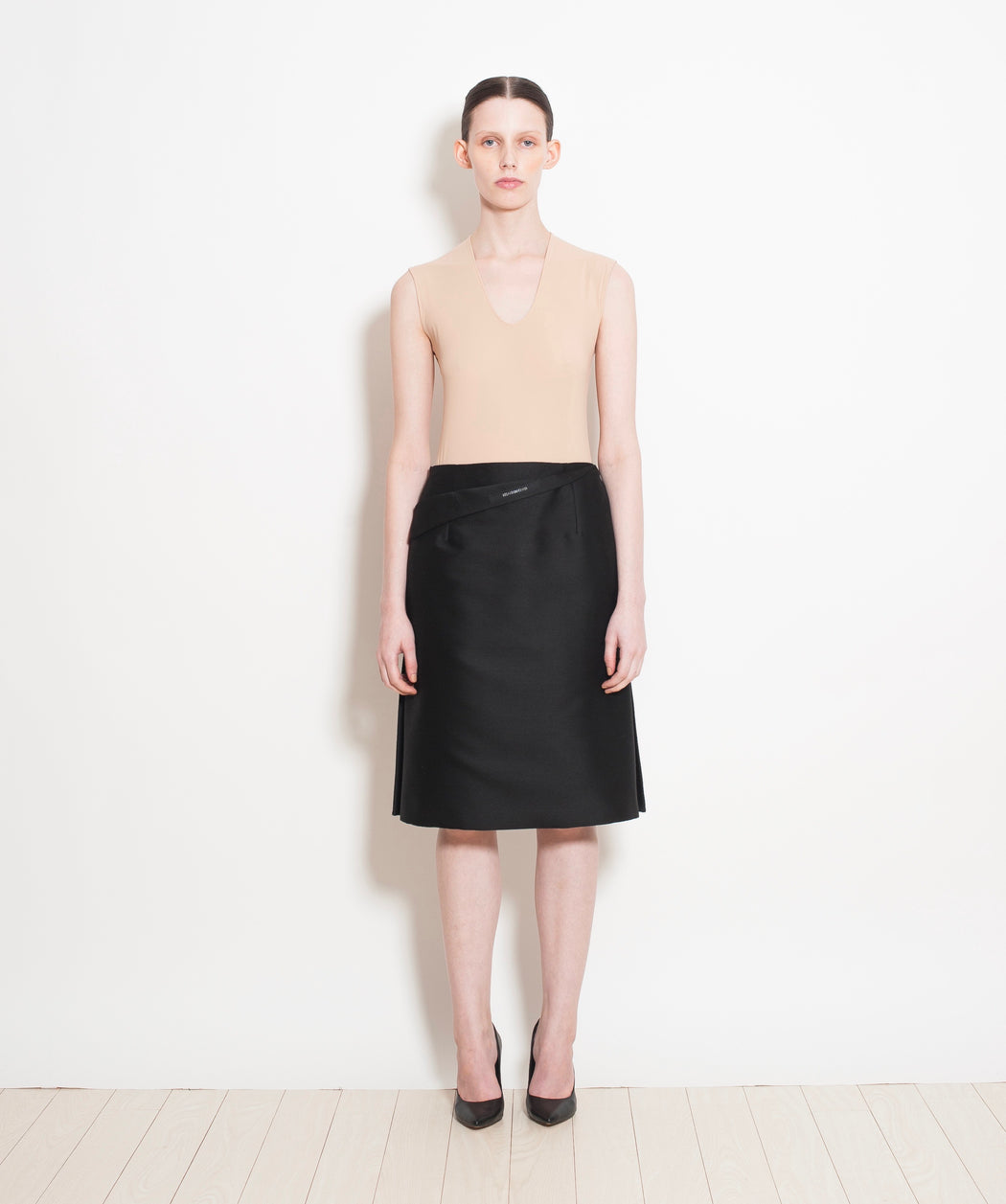 Silk Wool Error Pencil Skirt - Black