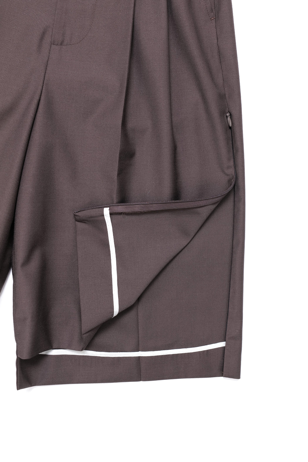 Side Zip Tailored Shorts - Brown