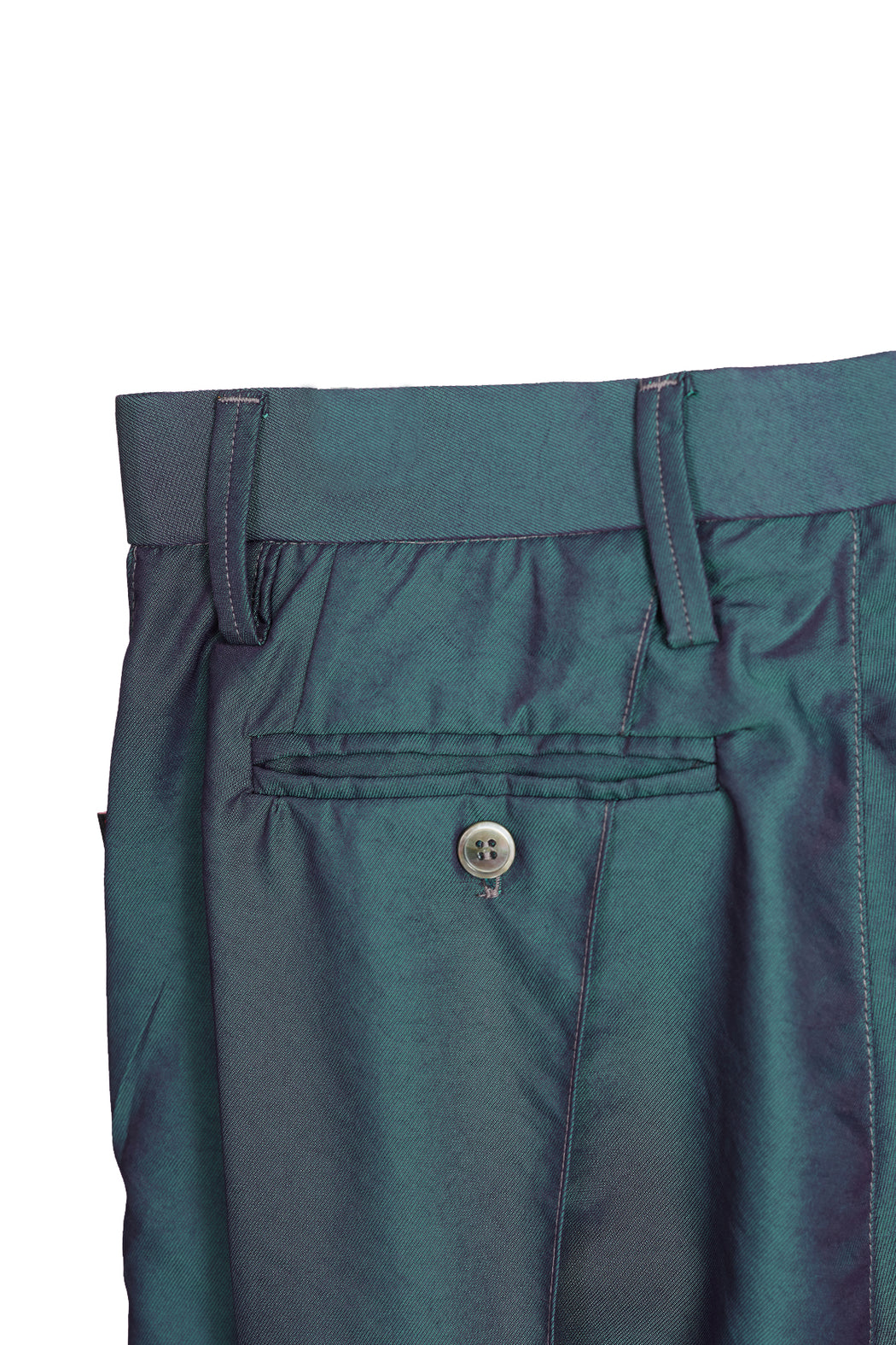 Pleated Trousers - Green/Purple Iridescent