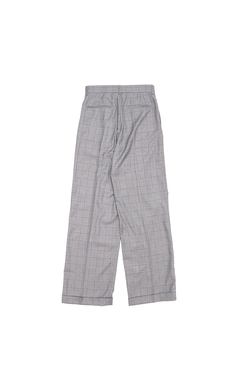 Plaid Wide Leg Trousers - Grey