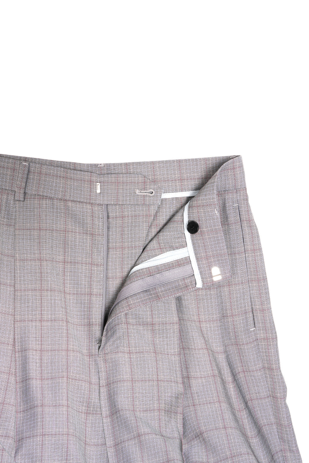 Plaid Wide Leg Trousers - Grey