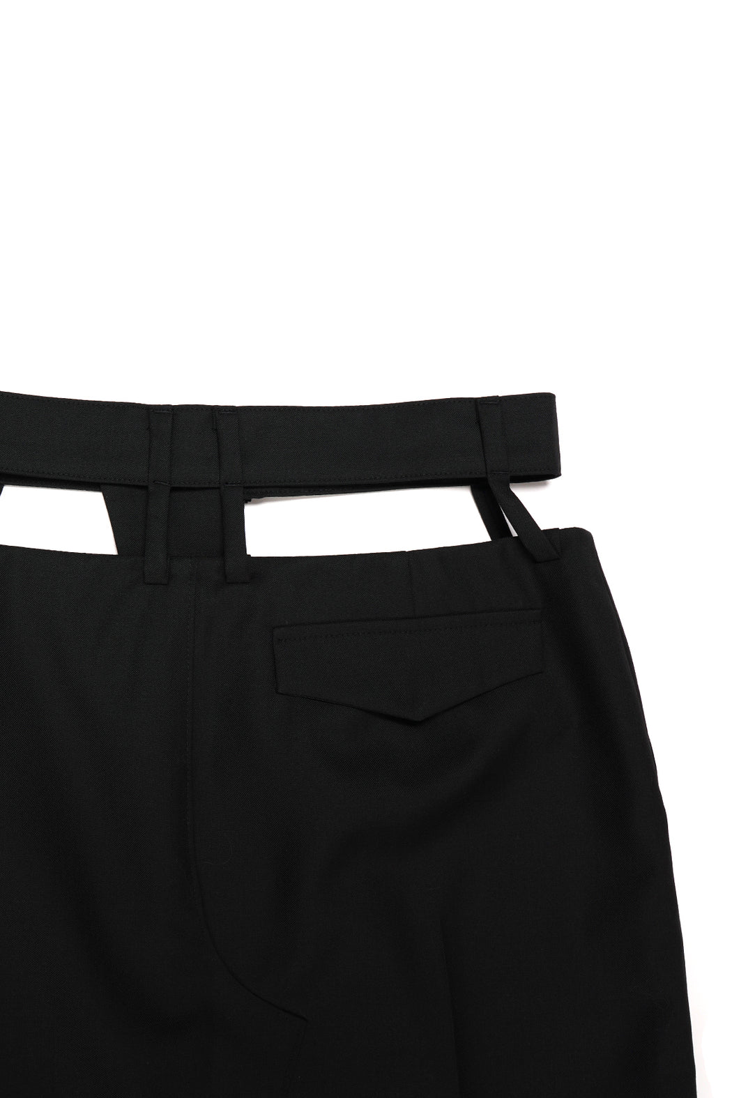 Waist Cutting Midi Skirt - Black