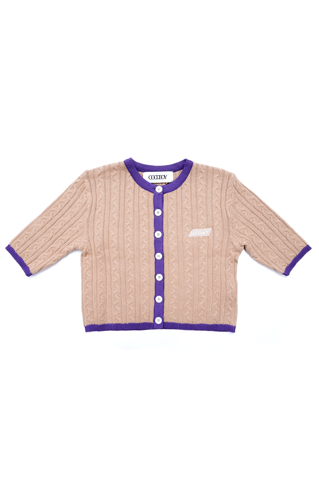 New Logo Crop Cardigan - Brown/Purple