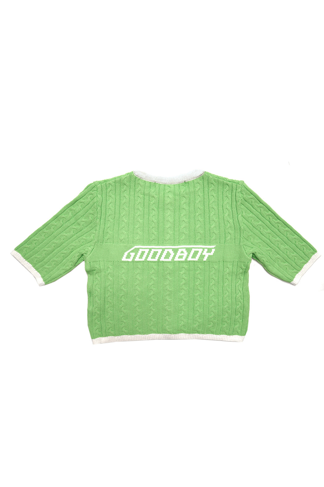 New Logo Crop Cardigan - Green/White