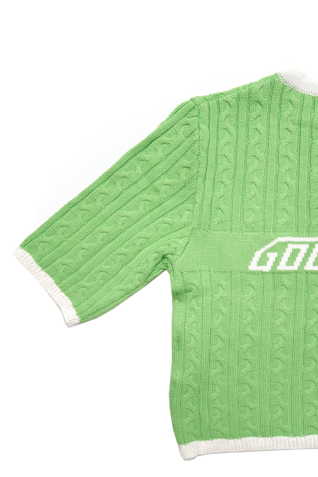 New Logo Crop Cardigan - Green/White