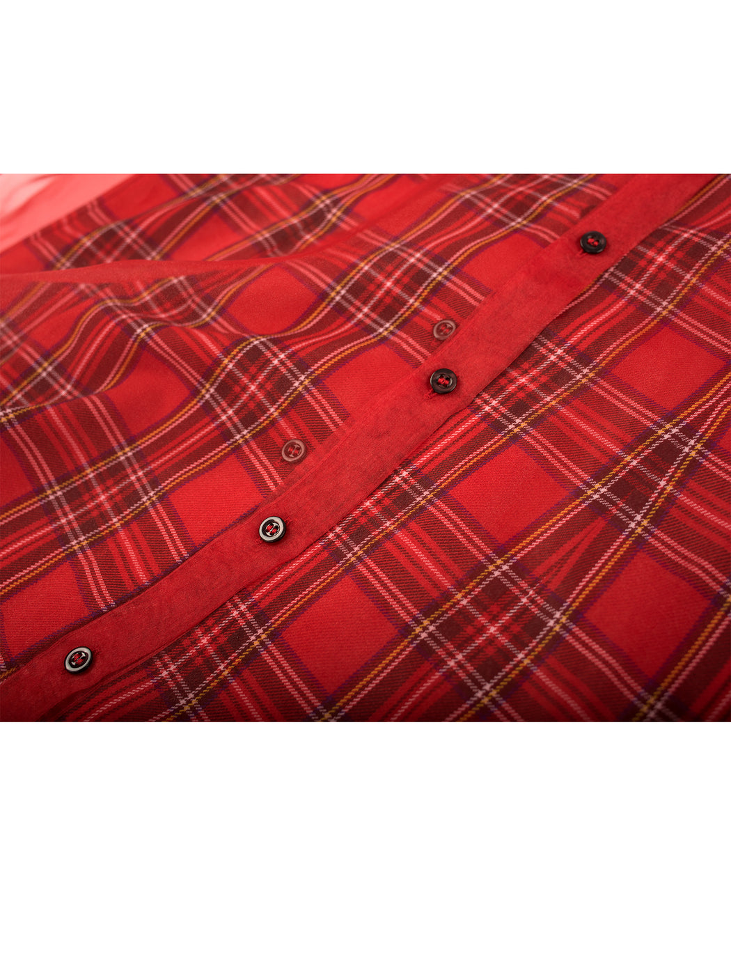 Organza Shirt - Red/Plaid