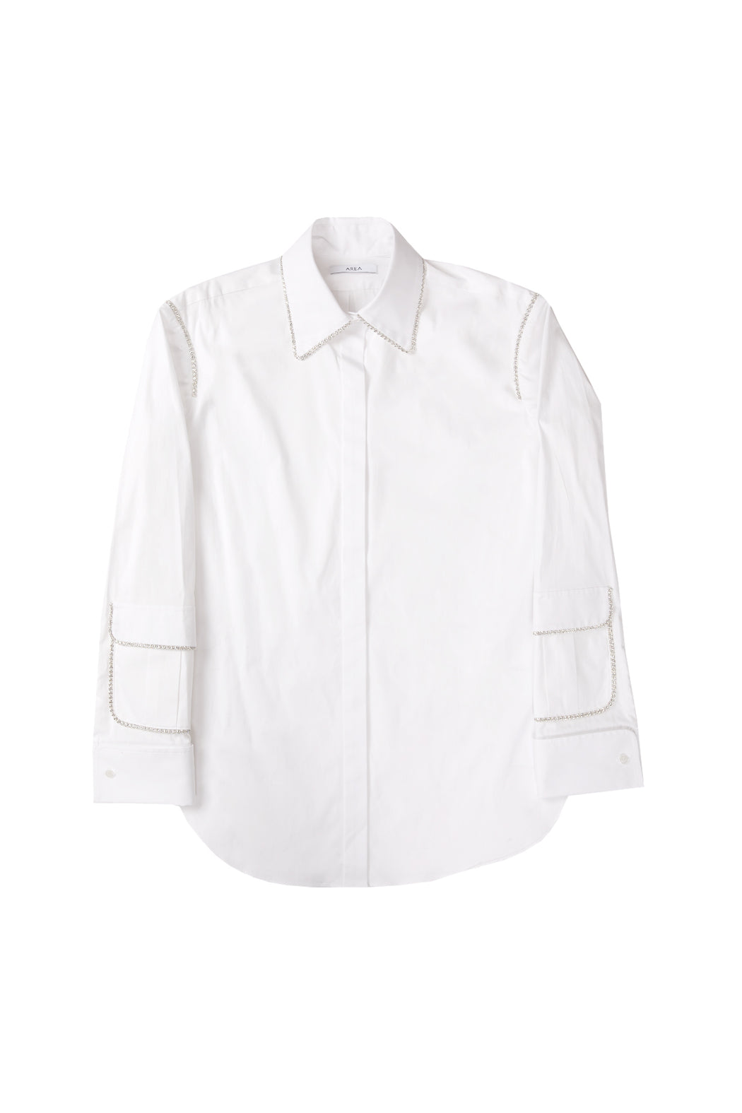 Button Down with Cargo Pocket Sleeve - White