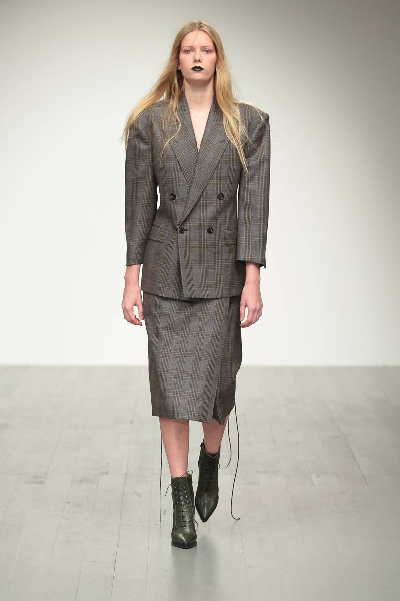Oversized Plaid Blazer - Grey Check