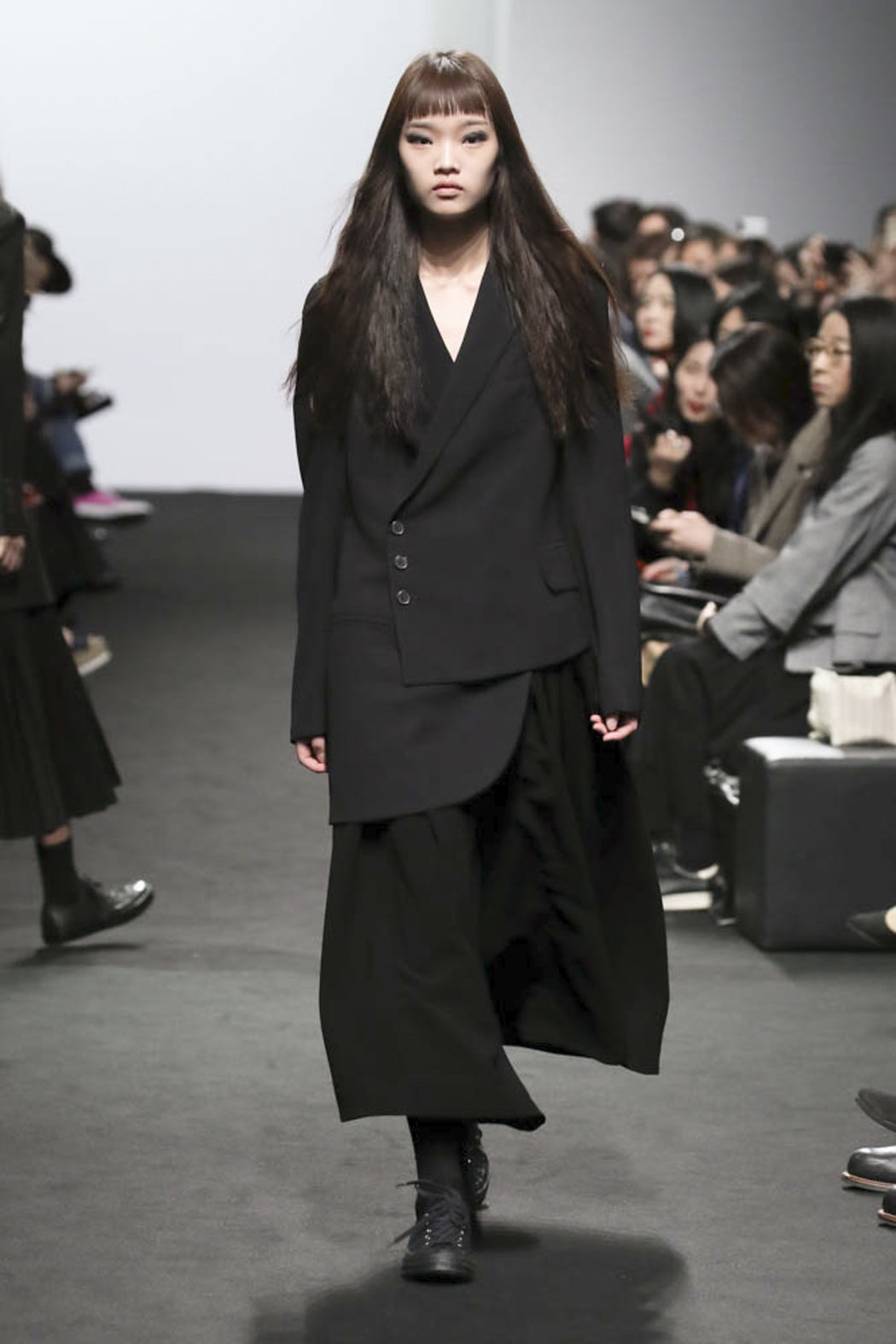 Midi Length Wide Pants - Black