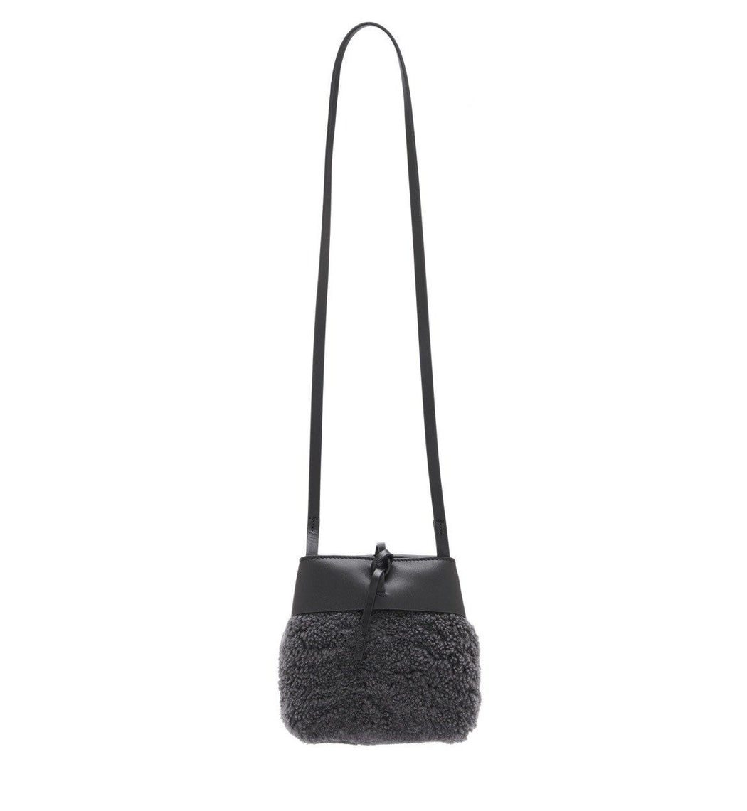 Shearling Nano Tie Crossbody - Grey