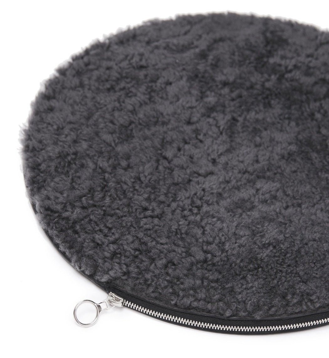 Shearling Circle Clutch - Grey
