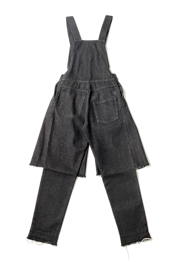 Black Demi-Denim Dungarees