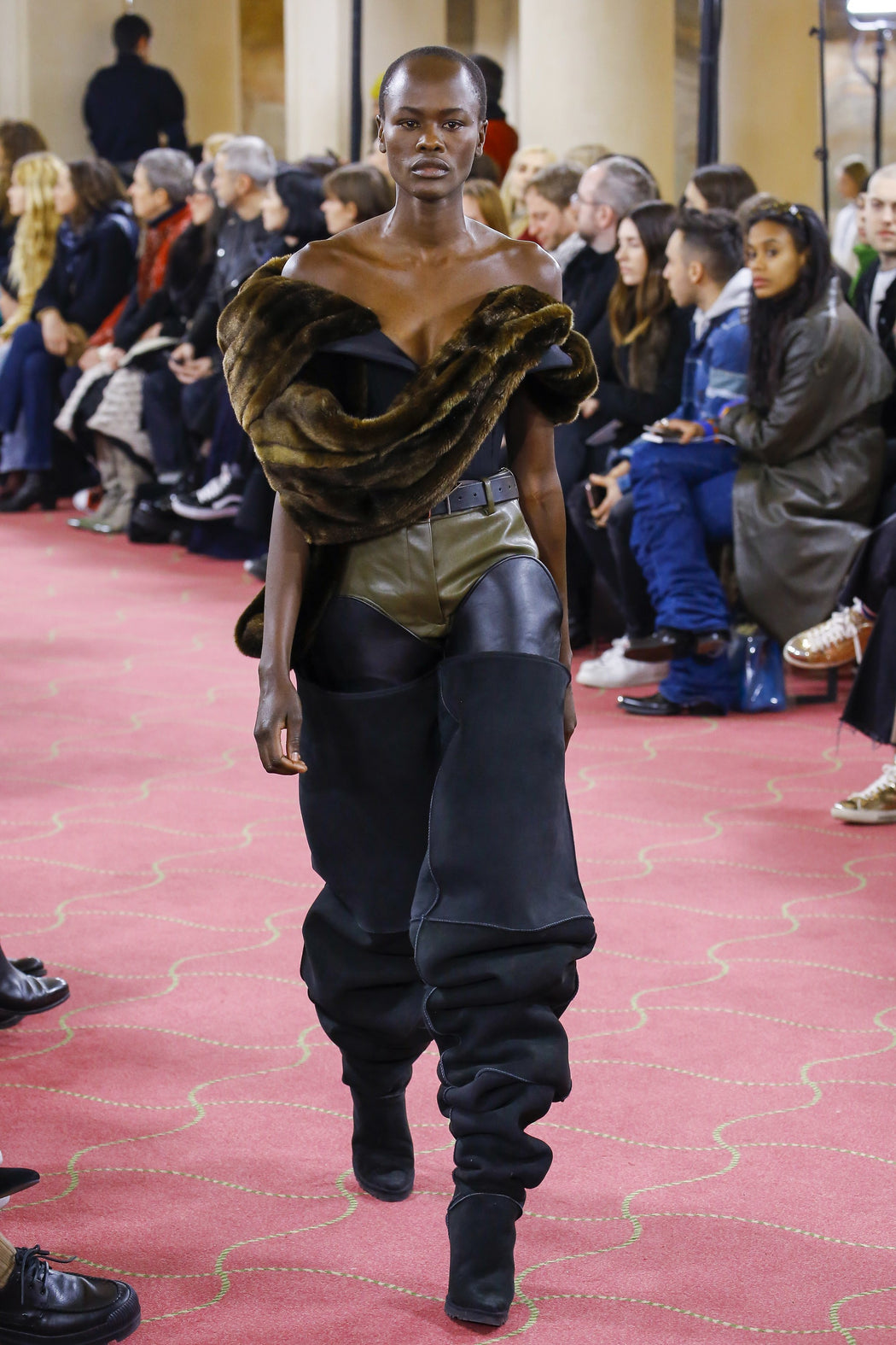 Cut-out Trousers - Leather/Green