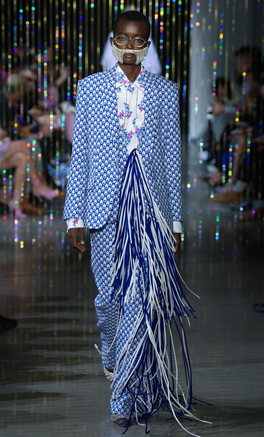 Fringe Straight Trouser - Royal White/Blue