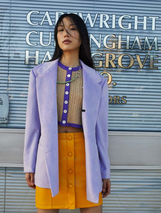New Logo Crop Cardigan - Brown/Purple