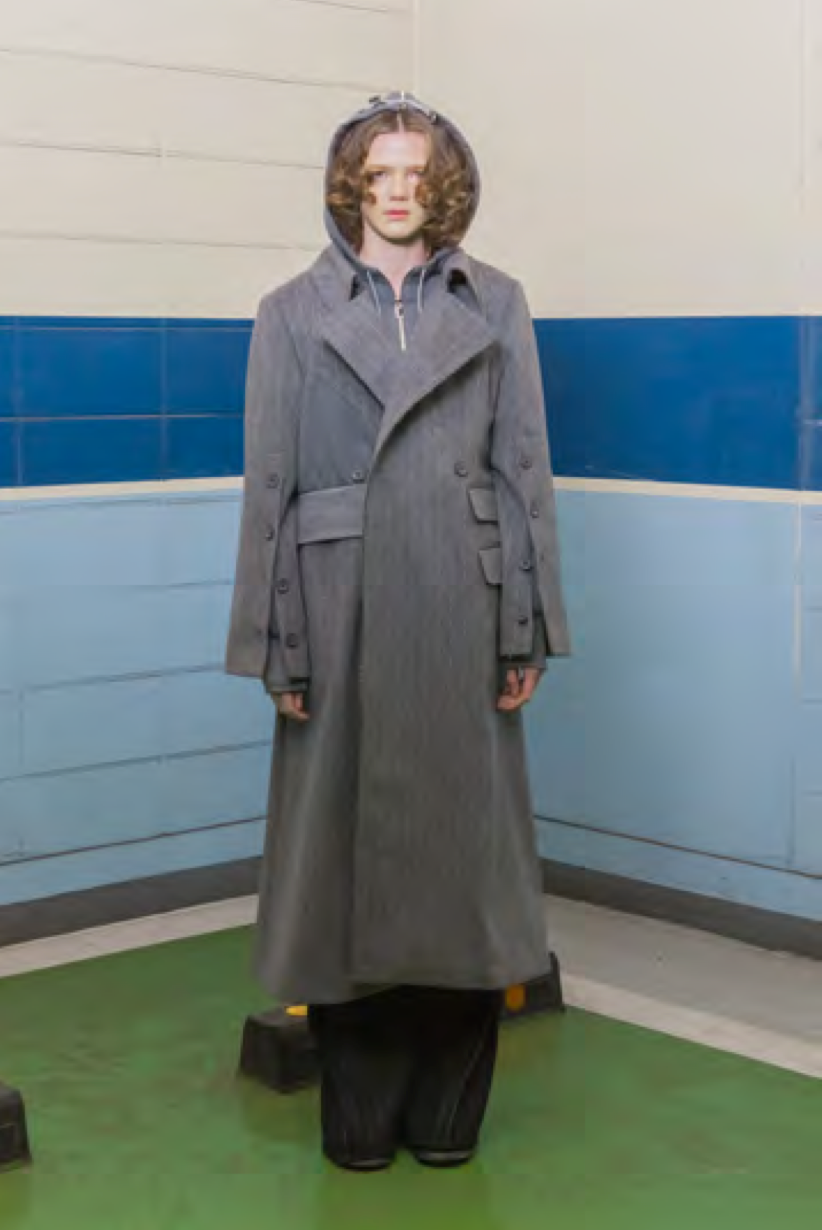 Striped Coat - Grey/White