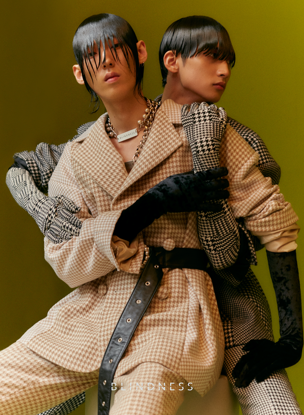 Houndstooth Blazer - Beige