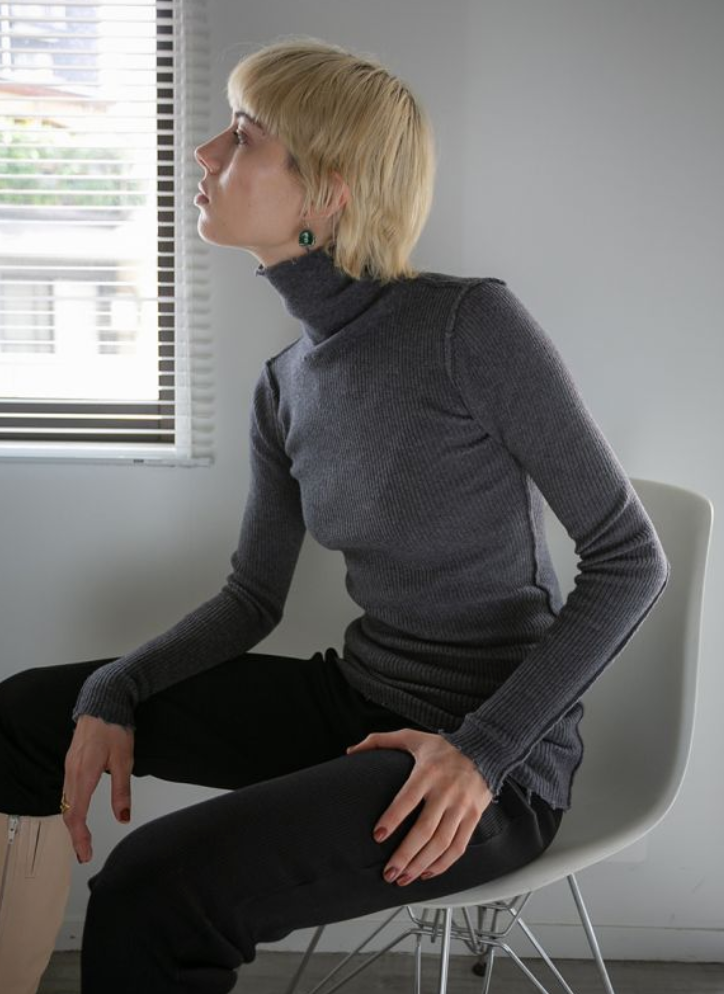 Fit Rib Turtle Knit - Black