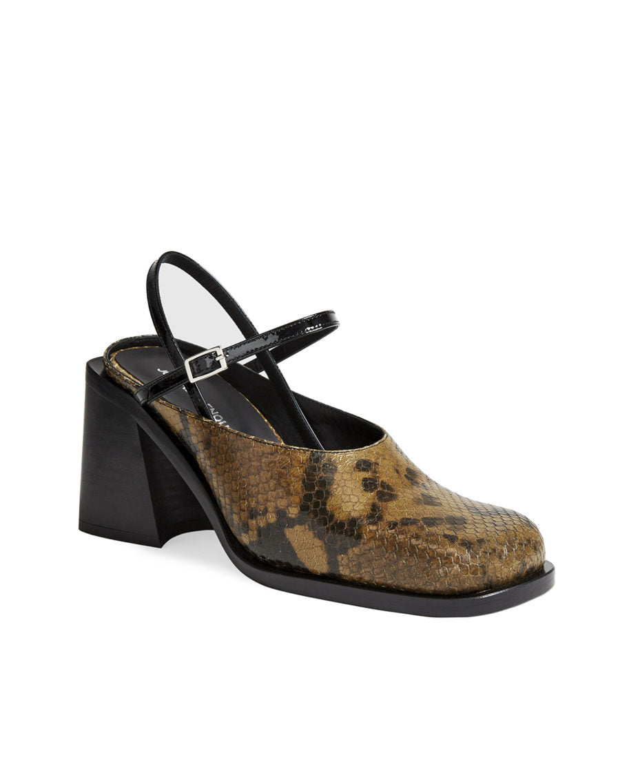 Sinead Python Khaki Mules